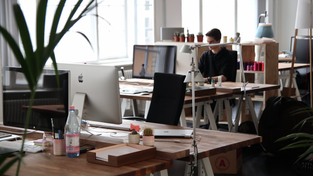working in an office